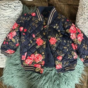 Toddler girl French jacket floral blue